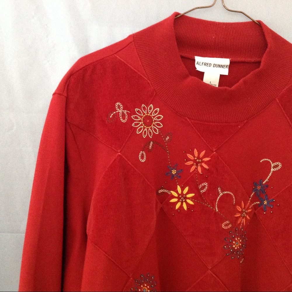 80s ALFRED DUNNER embroidered burgundy sweatshirt